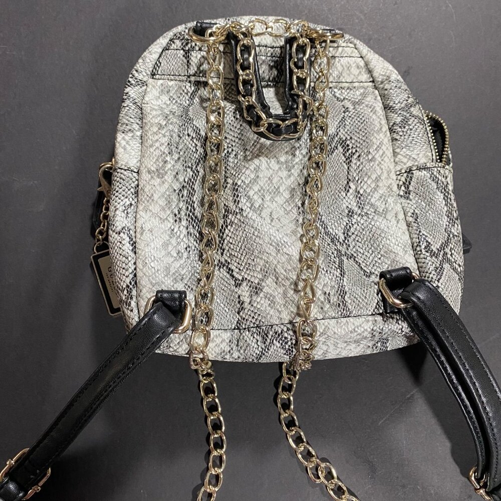 Guess Mini Petite Backpack Chain Strap Snake Print Faux Leather - Picture 6 of 8